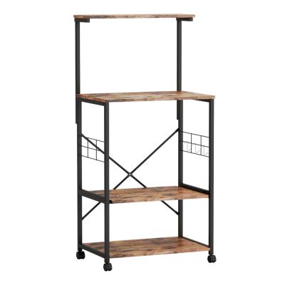 China Serving Organizer Woodland Baker Rack Storage Shelf Microwave Holder Kitchen Rack Stocked 4 Tier Shelves for sale