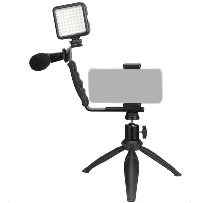 China Wholesale Lightweight Tripod Photography Lighting Vlog Kit Mobile Phone Tripod Live Streaming Stand with LED Light and Microphone for sale