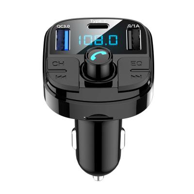 China Car Kit Handsfree USB QC3.0 Fast Charging Stereo Wireless Type C FM Transmitter BT Music Car Call MP3 Player for sale