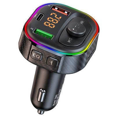 China USB Car FM Transmitter TF Card U Disk Fast Charging 4.8A USB Type C Stereo Dual C Stereo FM Transmitter MP3 Player for sale