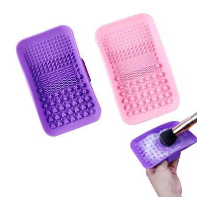 China Beauty Care Makeup Tools Silicone Matte Makeup Brush Cleaning Pad Portable Makeup Brush Cleaner With Handle Brush Washing Cosmetic Tool for sale