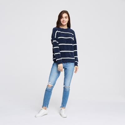 China Wholesale Fashion Anti-pilling Simple Women's Pullover Stripe Sweater for sale