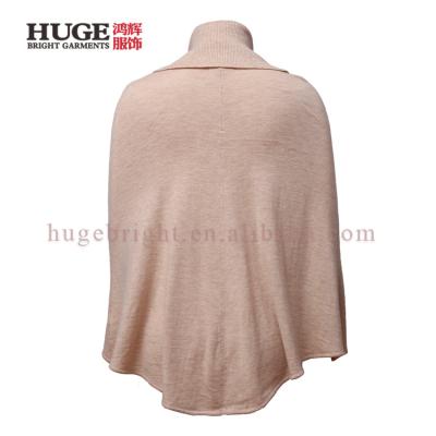 China Turtle Neck Anti-pilling Loose Wool Poncho Women Knit Sweater Wholesale for sale