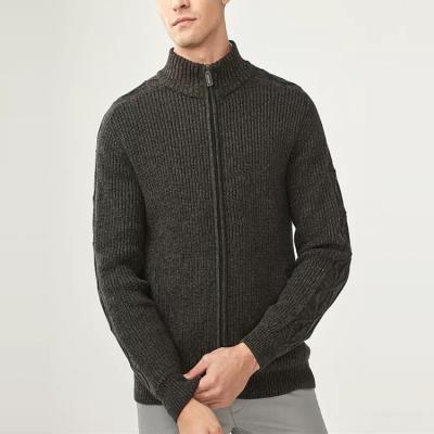 China Anti Shrink Fashion Pure Color Deep Knit Full Zipper Cardigan Men for sale