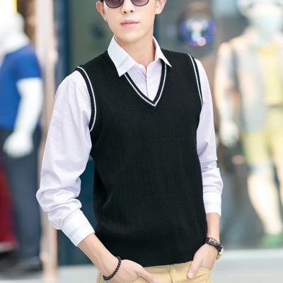 China Plain Design Anti Shrink Band Decorated Knit Vest For Men for sale