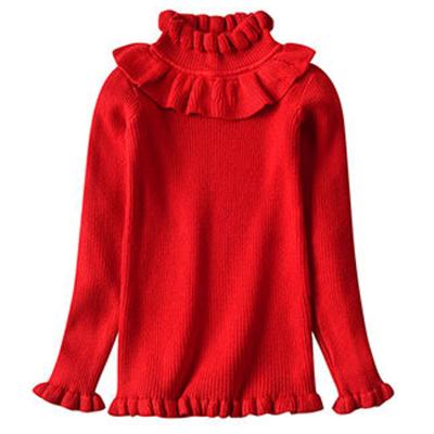 China Baby Kid Anti Shrink Red Neck Design For Tops Knitting Sweater Design For Girls for sale