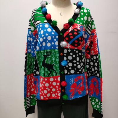 China 2021 Winter Pink Women Christmas Blue Ugly Novelty Sweater Funny Cute Anti-Wrinkle Sweater for sale