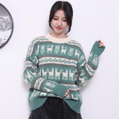 China Anti-wrinkle Round Neck Women Sweater Deer Clothes Christmas Sweater For Sale for sale