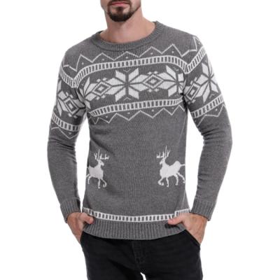 China OEM Anti - Shrink Classic Reindeer Patterns Pullover Mens Christmas Sweater for sale