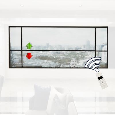 China Radfix Latest Electric Automatic Aluminum Vertical Automatic Sliding Up Glass Fluorocarbon Down Double Aluminum Window Coated Aluminum for sale