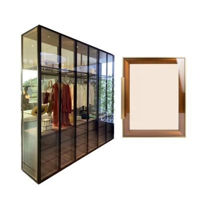 China Modern Minimalism Aluminum Glass Bedroom Furniture Simple Design Minimalist Door Frame Radfix Aluminum Wardrobe Frame Glass for sale