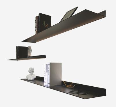 China Modular Lightweight Luxury Minimalist Unique Floating Wall Mounted Shelves With Led Lights Made From Extrude Aluminum Profiles for sale