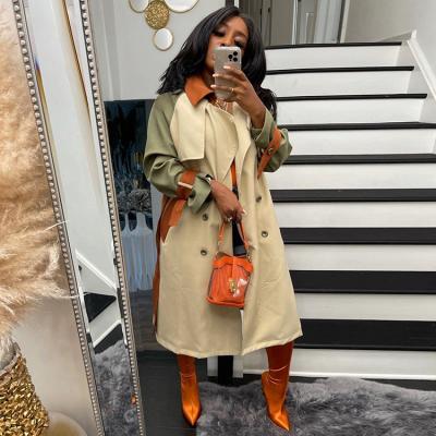 China wholesale Anti-wrinkle women's jackets and coats 2021 new arrivals fall patchwork plus size long trench coat women fashion long coat for women for sale