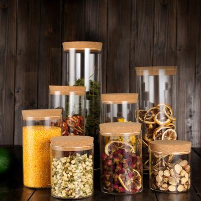 China Classic Custom Round Empty Kitchen Bamboo Glass Airtight Food Jars Storage Set With Airtight Silicone Lids for sale