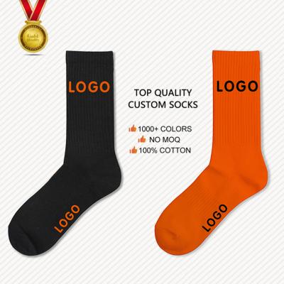 China OEM Crewmen QUICK DRY Calcetines Customize Knitted Design Embroidered Embroidery Custom Logo Cotton Sport Athletic Socks for sale