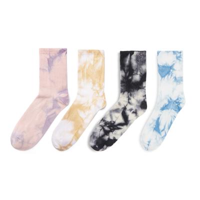 China Fashion Antibacterial Colorful Crew New Arrival 2021 Custom Women Tie Dye Socks for sale