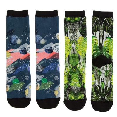 China QUICK DRY Custom Bamboo Material Planetary Universe Colorful 3D Printed Socks for sale