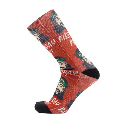 China Fashion QUICK DRY Colorful Birthday Men Crew Sublimation Compression Socks for sale