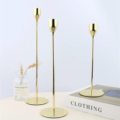 China Luxury Nordic Modern Wedding Decorative Stick Table Candle Holder Candlesticks Stand Metal Gold Luxury Candle Holder For Home Decor for sale