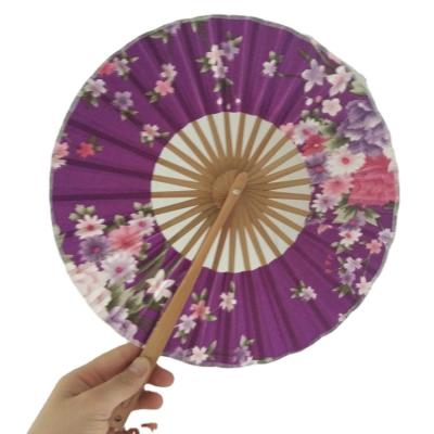 China Souvenir Asian Wood Handle Crank Folding Crank Fan for sale