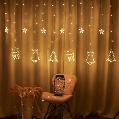 China LED+plastic Twinkle Star 120 LED Moon Curtain String Lights, Window Curtain Lights Christmas Wedding, Party, Home, Patio Lawn Decorations for sale