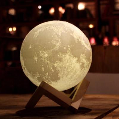 China Modern best selling led night light 15cm 3 color touch switch 3d printing light 3d moon lamp for sale