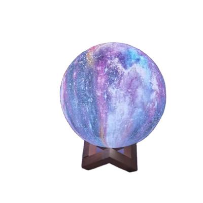 China Dropshipping Modern Cool Moon Lamp Kids Rechargeable Galaxy Night Light Lamp 3colors/16colors 3D Star Moon Light Gift for sale