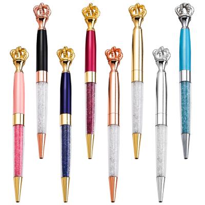 China office & Popular Creative Head Pen Crown Gold School Pen USA King Decoration Metal Glass Crystal Ballpoint Pen For Wedding Gift for sale