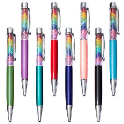 China office & School Pen Youjin Brand Fashion Metal Pen Luxury Fancy Twist To Open 1.0 Refill Rainbow Smooth Writing Crystal Ball Pen for sale