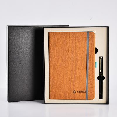 China Promotion Gift Printed High Quality Notebook With Box Set Embossed Logo Engraved PU Leather Notebook With Pen for sale