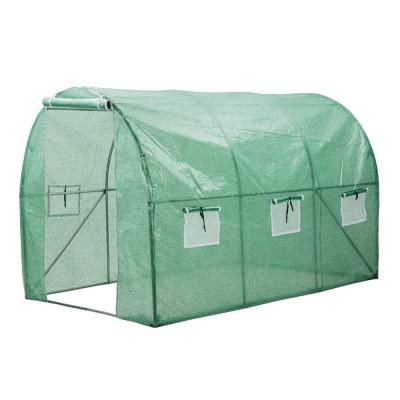 China Low cost structure low cost PE stable film tunnel tropical greenhouse used for sale for growing cucumber/tomato/strawberry/leafy vegetable for sale