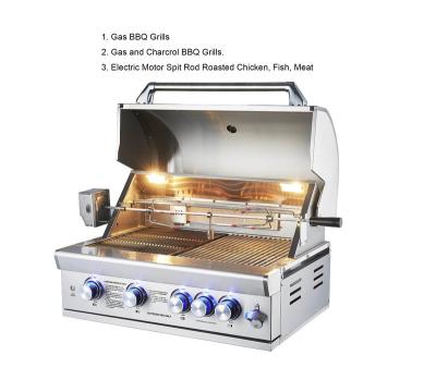 China Easily Assembled Outdoor BBQ Grill of Roast Lamb/Beef/Chicken/Meat Backyard Charcoal Grill with Gas and LPG Gas 304 Stainless Steel for sale