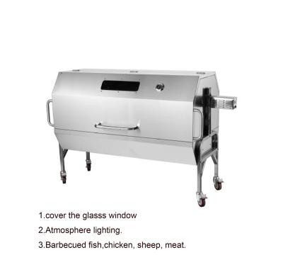 China Easily Assembled Customized free standing Charcoal BBQ Grills with Electric Motor for Villa Courtyard Automatic Rotation Roast Lamb LPG BBQ Grill for sale