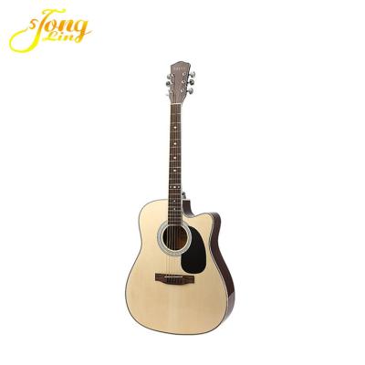 China Fir or natural basswood OEM natural solidwood top folk guitar for sale