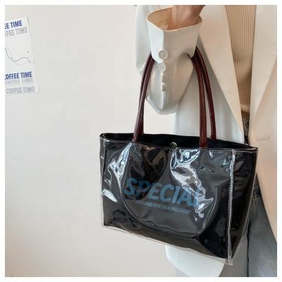 China Transparent PVC Fashion Women Jelly Clear Letter Bags Tote Messenger Handbag +Inner Bag for sale