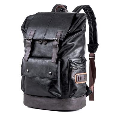 China Factory wholesale high quality fashion stylish male Korean PU leather waterproof laptop computer hunting sports travel men backpack for sale