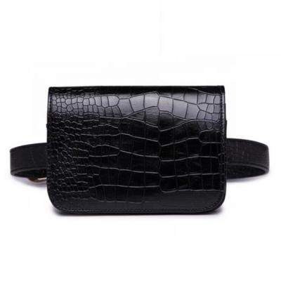 China 2021 New Hot Sale Water Proof Crocodile Pattern Light Ladies Pussy Pack Black Waist Bag for sale