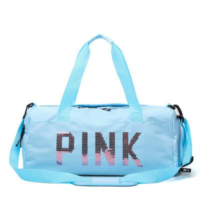 China 2020 Newest Fashion Design Glitter PINK Letters Gym Fitness Sports Shoulder Cross - Men Tote Handbag Travel Duffel Bolsa Women Body Bag for sale