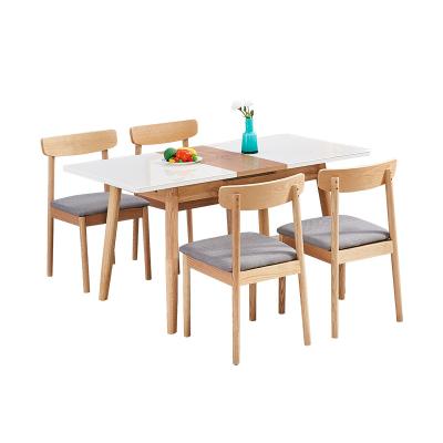 China Free Sample Classic 6 Seater Cheap Modern MDF Top Modern MDF Legs Dining Table Set / Solid Wood Wooden Dining Table And Chair for sale