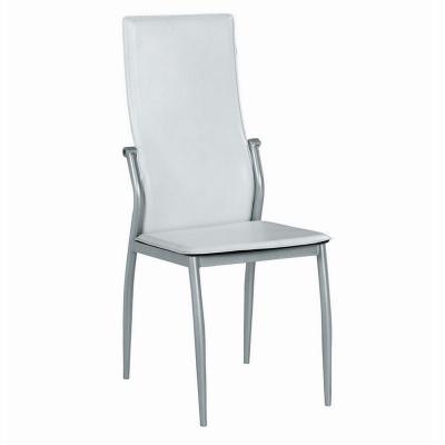 China 2020 Modern Hot Sale White PU Dining Chair With Chromed Legs Restaurant Part for sale