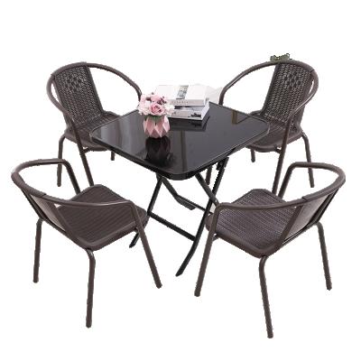 China Simple and beauty poly rattan leisure outdoor weave chairs style furniture for beach house glass top coffee table for sale