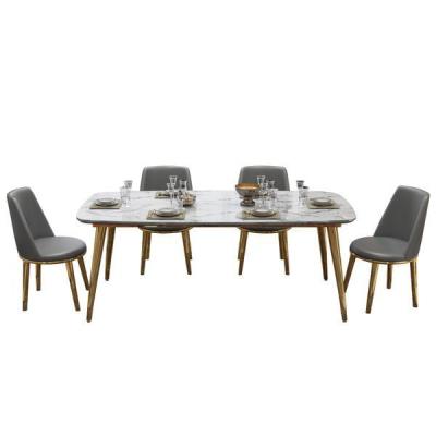 China New Nordic Simple Natural Marble Rotatable Dinette Set Dining Table Set 1 Dining Table With 6 Chairs for sale