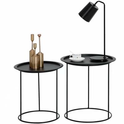 China Wholesale Modern Metal Living Room Side Tables Modern Nordic Round Side Tables For Bed Rooms Shape Black Sofa Side Table for sale