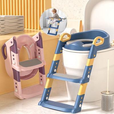 China Customization Logo PP Plastic Foldable Baby Toilet Seat Potty Seat With Steps for sale