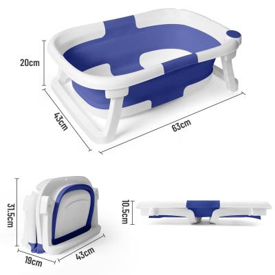 China Customized Twice Folding Baby Bathtub Plastic Foldable Bathtub With Cushion for sale