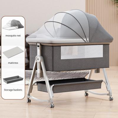 China Multi Functional Baby Crib with Foldable Height Adjustment Splicing, Portable and Movable Bedside Swing, Cradle, Sleeping Bed for sale