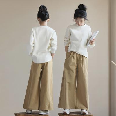 China Anti-wrinkle Autumn/Winter 2022 Original Suifeng Khaki wide leg pants rice white simple solid color hoodie high quality children pants for sale