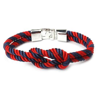 China FASHIONABLE Engraved Logo Knot Rope Anchor Bracelet Men Accepted RedNautical for sale