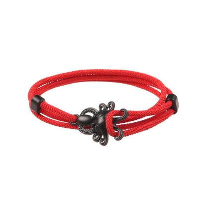 China TRENDY Black Plating Charm Mens Nautical Octopus Anchor Rope Hook Bracelet for sale