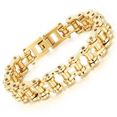 China FASHIONABLE Gold/Silver New Design 316L Stainless Steel Bike Chain Link Motorcycle Chain Bracelet High Quality Men for sale